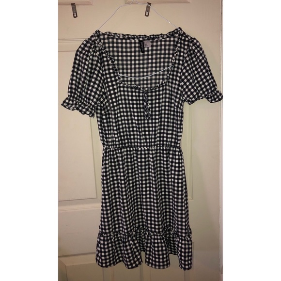 black and white gingham dress